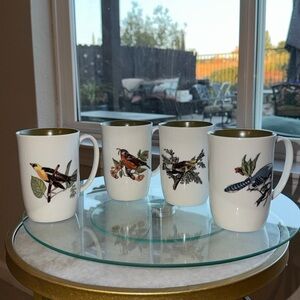 Fitz & Floyd “Wild Birds” bone china mug set (4) – Neiman Marcus (1970s)